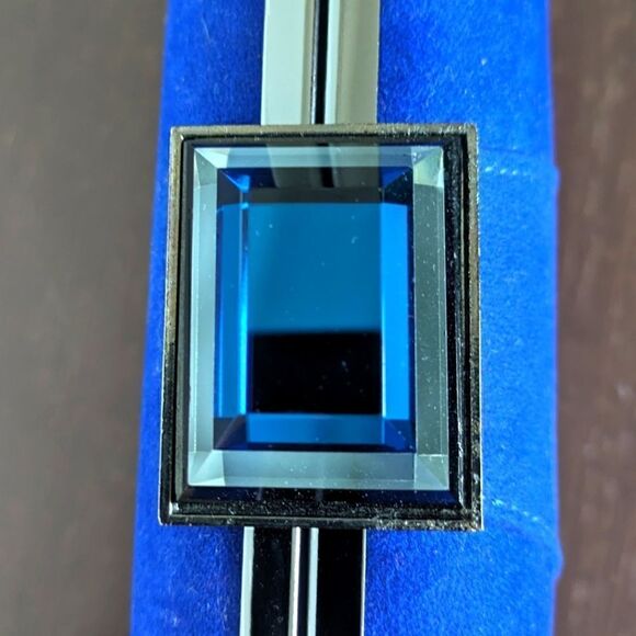 JNB Blue Faux Micro Suede Dress Handbag with Optional Chain Strap - Picture 3 of 11